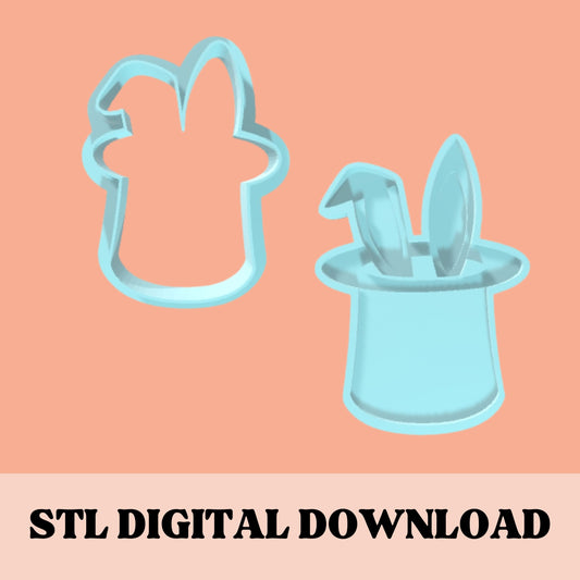 Rabbit in a hat embosser & cookie cutter STL