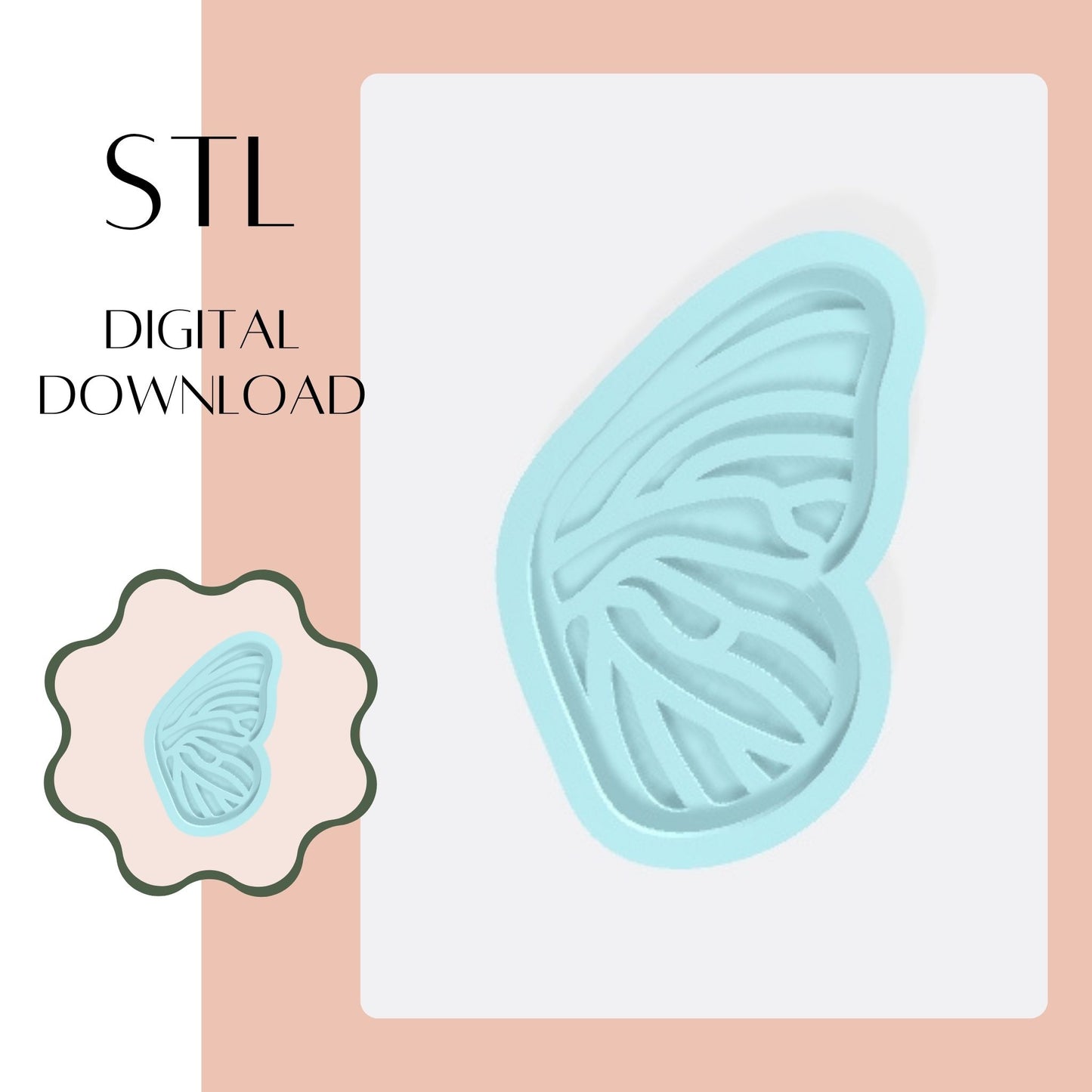 Butterfly Wing embosser & cookie cutter STL