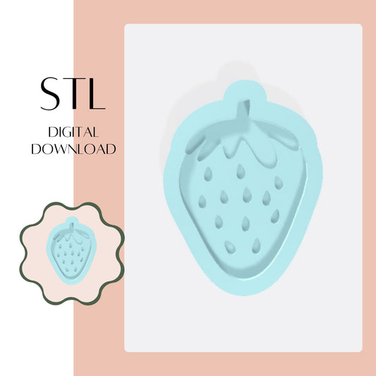 Strawberry embosser & cookie cutter STL