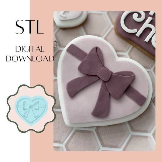 Heart with Bow embosser & cookie cutter STL