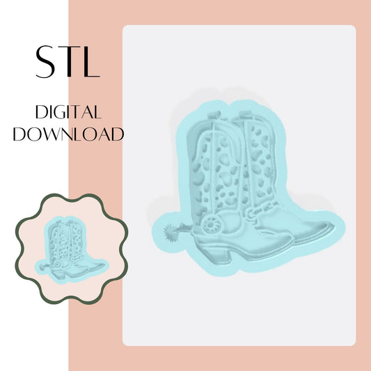 Cow Girl Boots embosser & cookie cutter STL