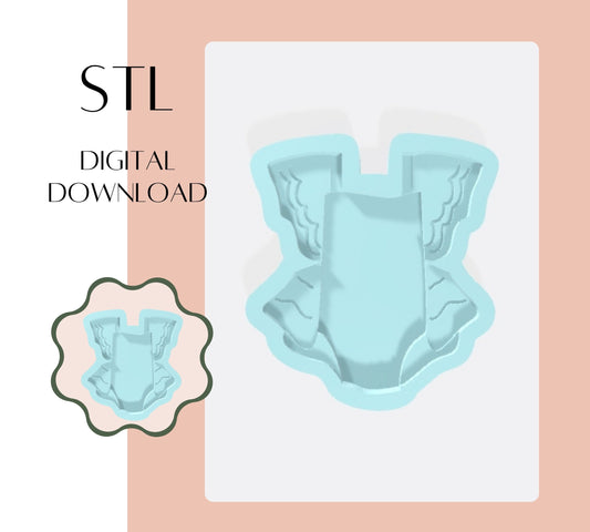 Frilly Baby grow 2 embosser & cookie cutter STL