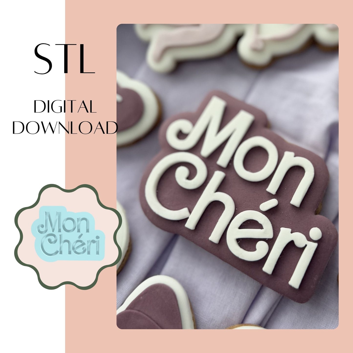 Mon Cheri embosser & cookie cutter STL