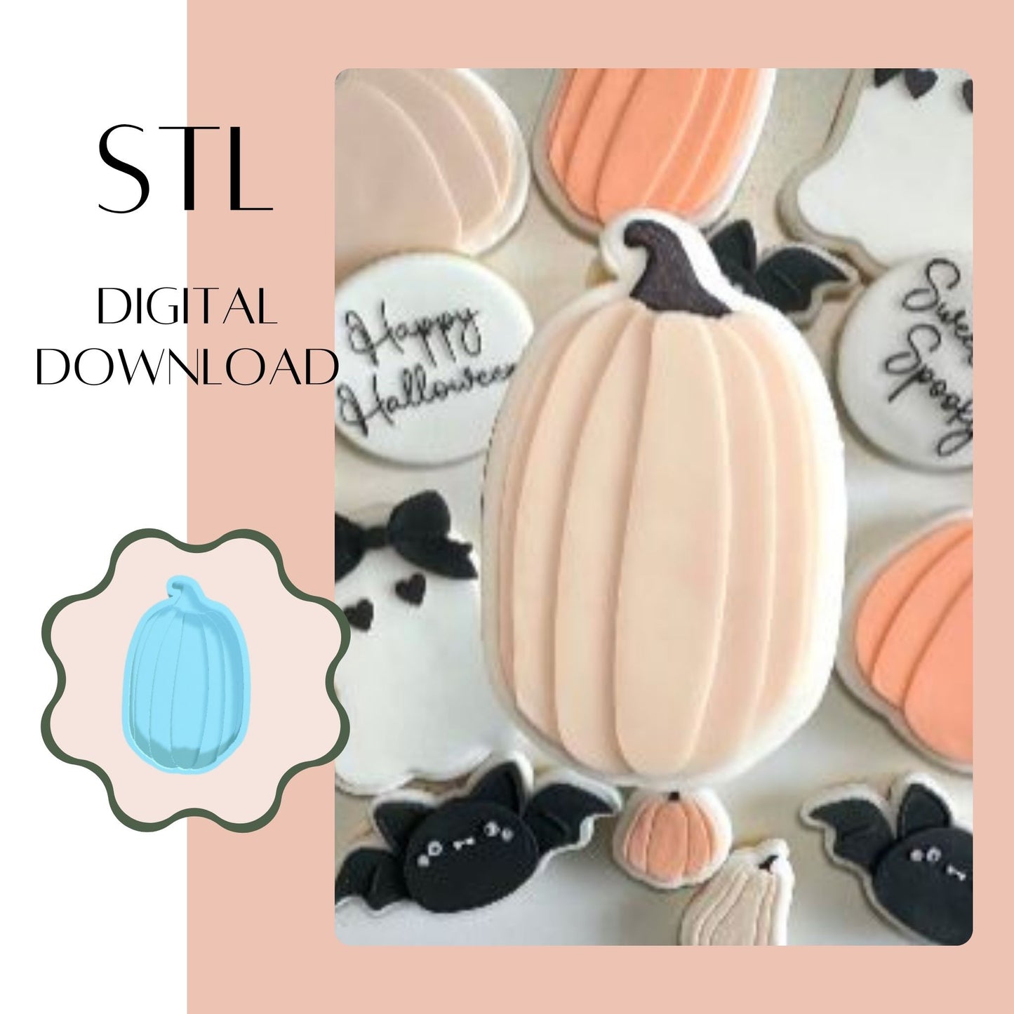 Tall Pumpkin embosser & cookie cutter STL
