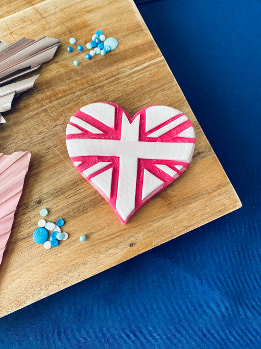 Acrylic Union Jack Heart Embosser & cutter set